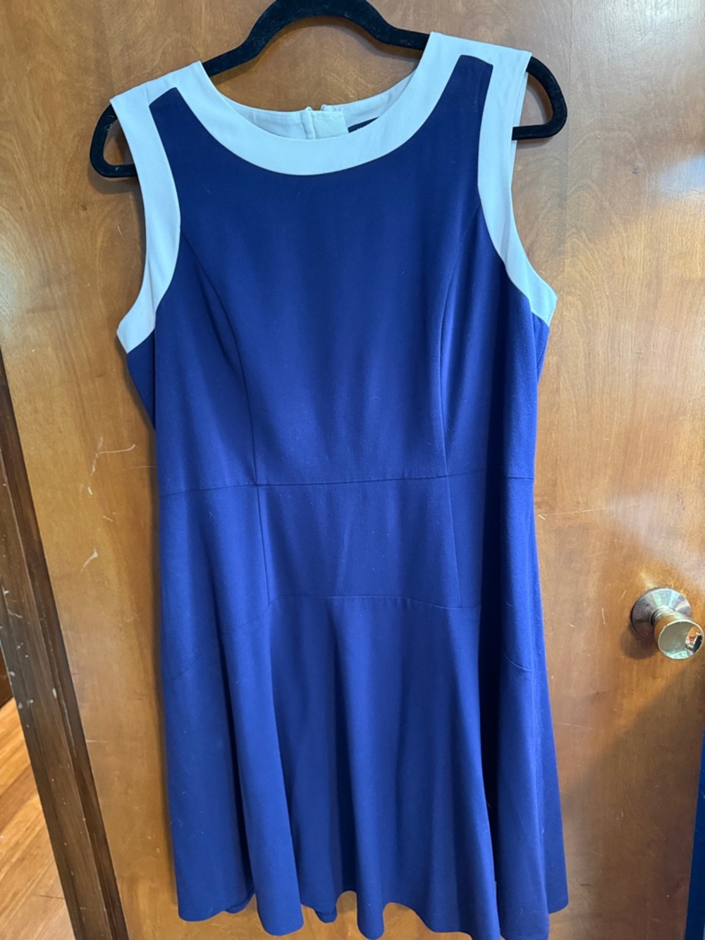 Tommy Hilfiger Navy and White Sleeveless Fit-and-Flare Midi Dress